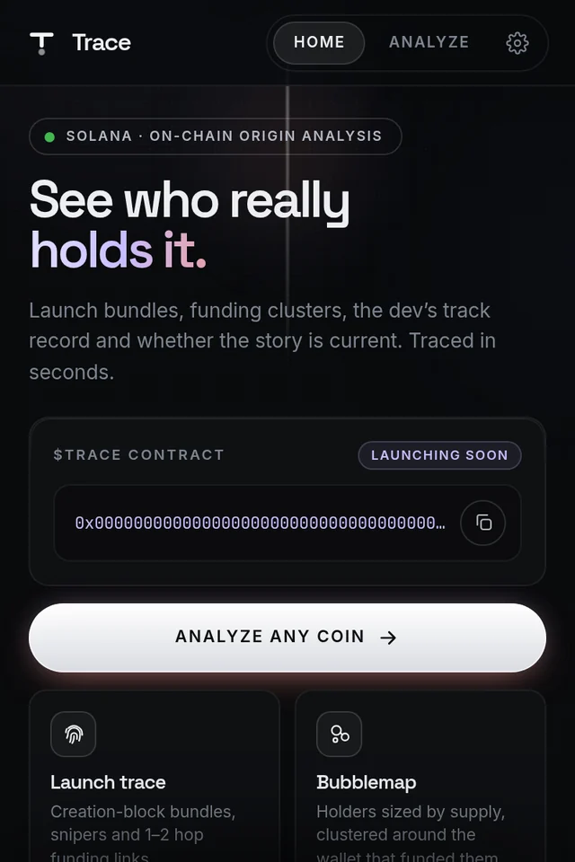 Trace popup home screen